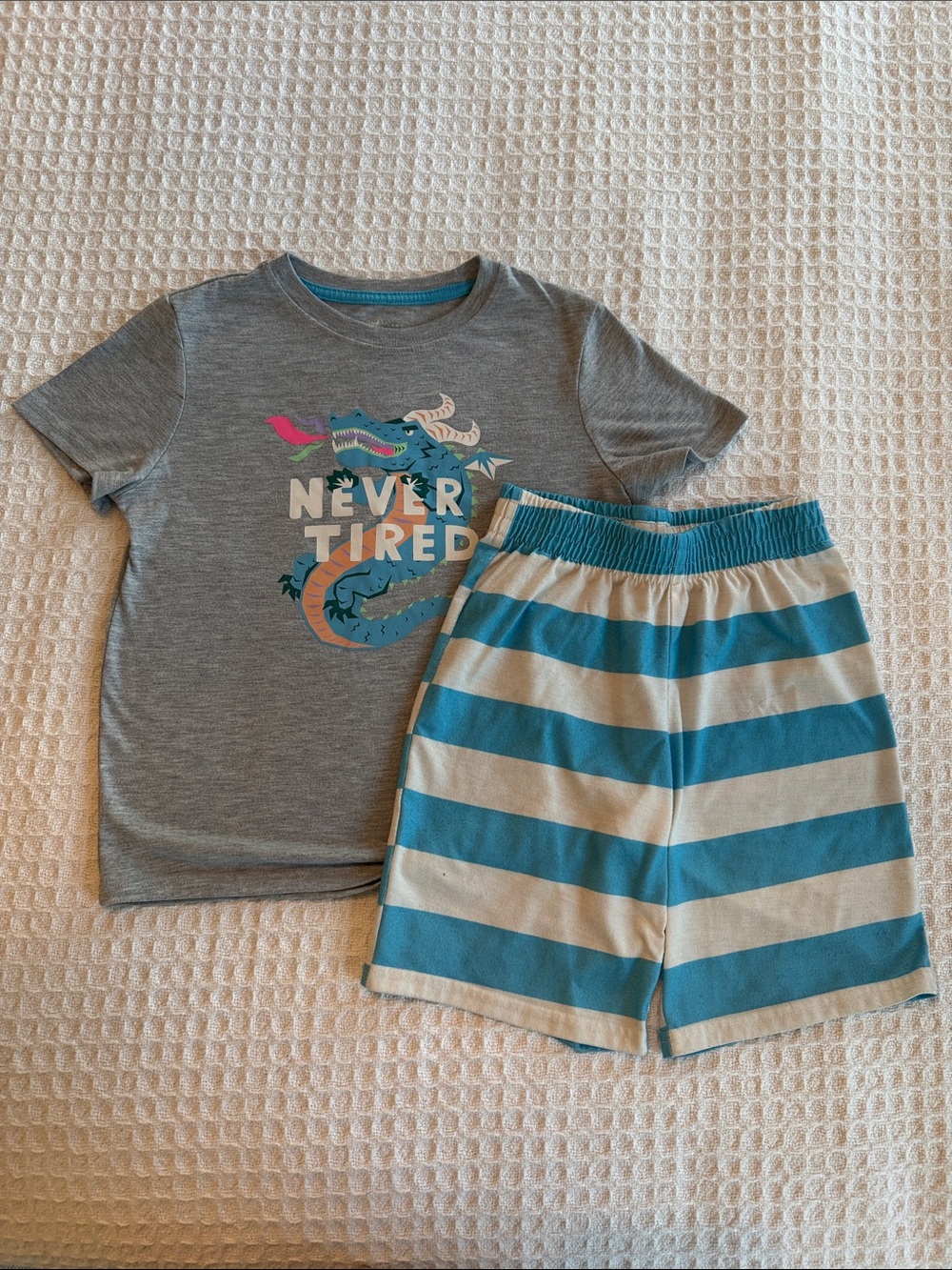 Cute Kids Grey & Teal Dragon Pajama Set - Never Tired